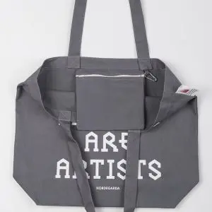 Czarna torba bawełniana z białym nadrukiem Art. PITS i suwakiem