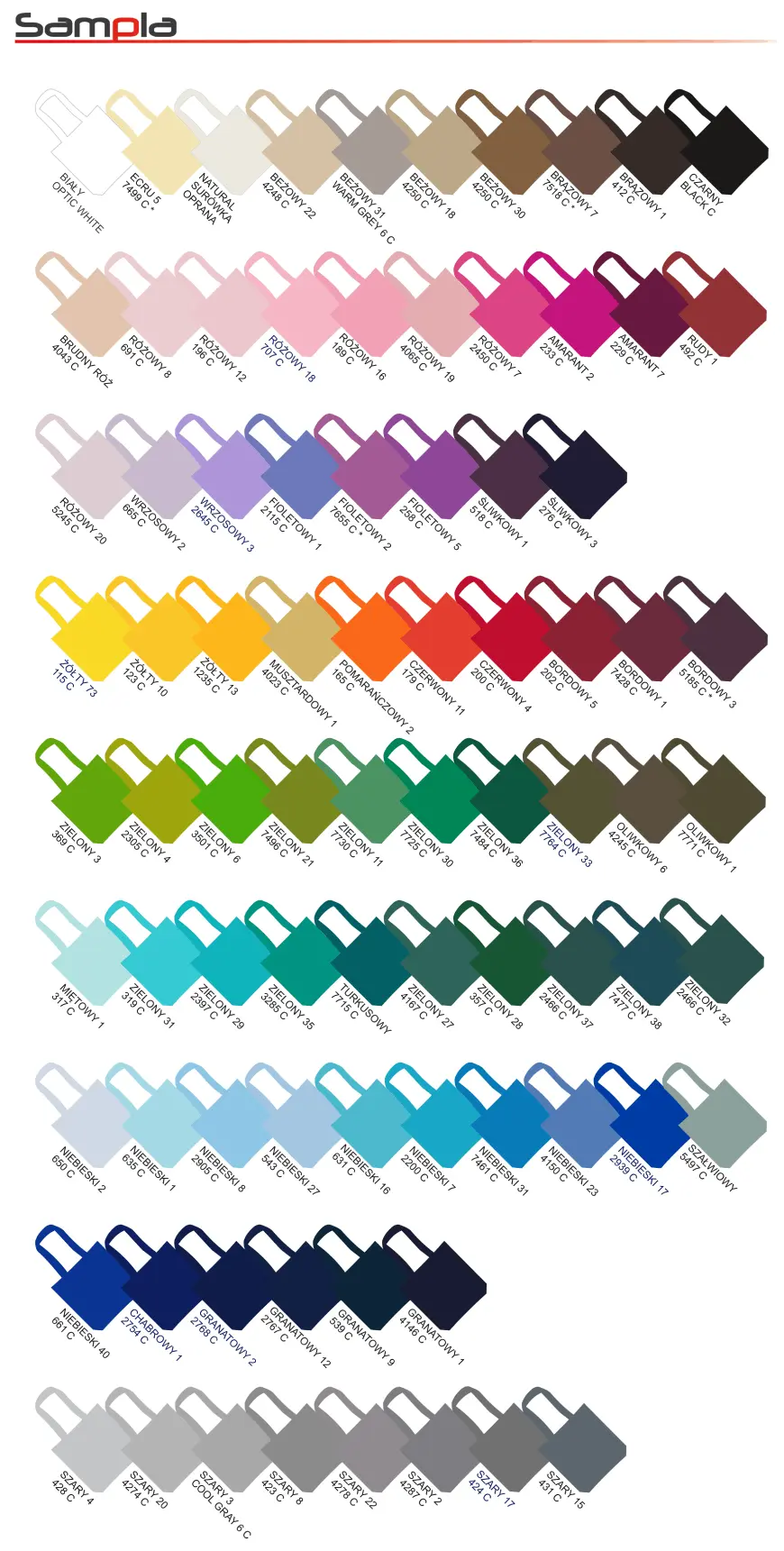 kolory tkanin na torby bawełniane